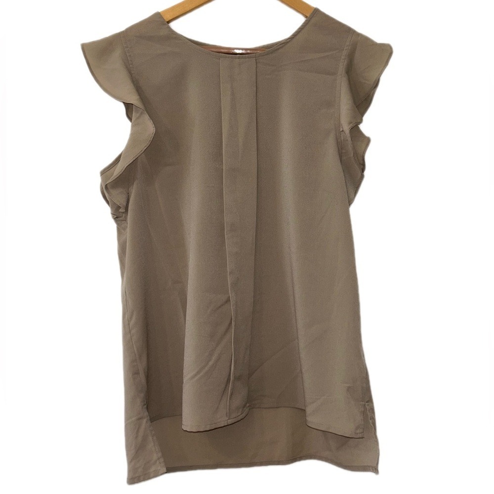 Banana Republic Taupe Ruffle Sleeve Blouse